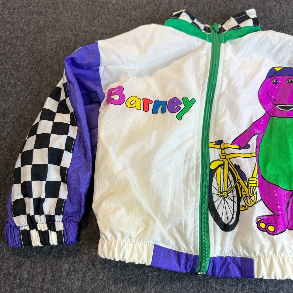 Vintage 1993 Barney the Dinosaur Windbreaker Jacket Mighty-Mac Kids 2T 90s TV - Picture 3 of 16